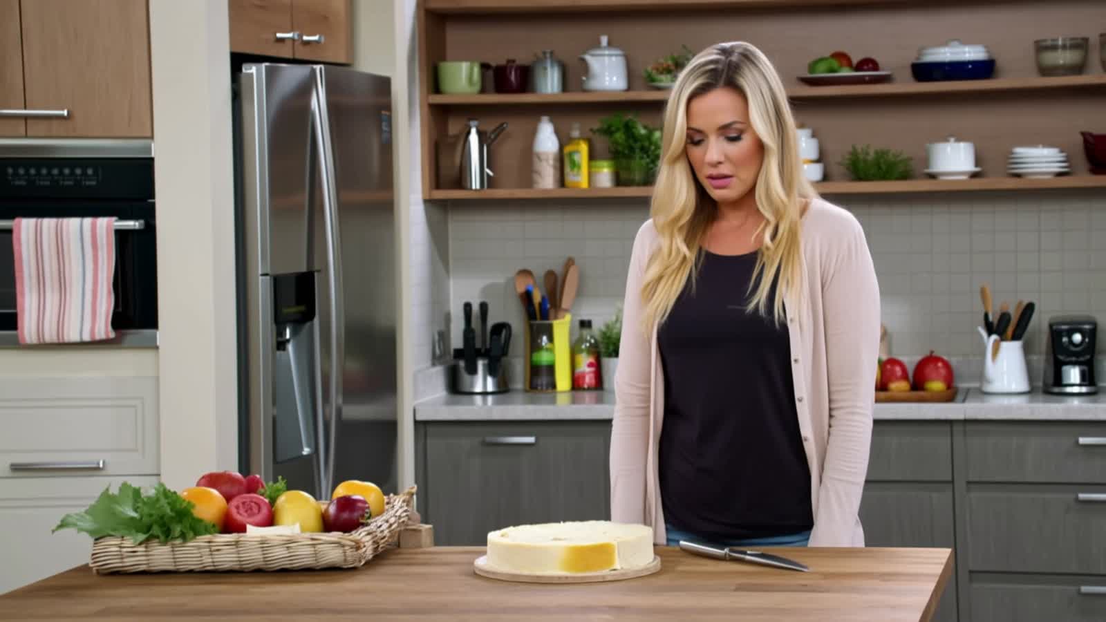 Whenever this blonde woman sees brie cheese she feels compelled to do a backflip