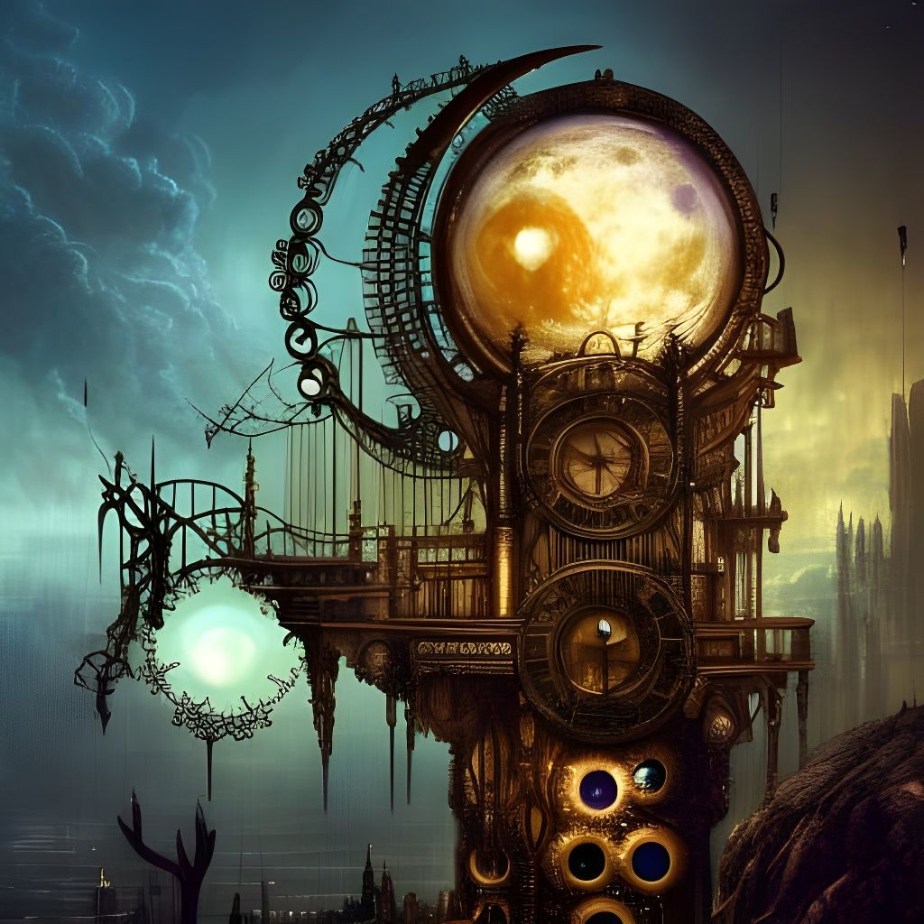 Steampunk moon machine   by @toomanynates