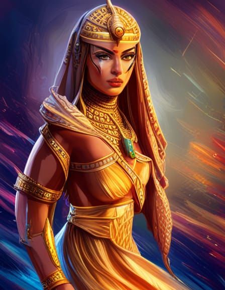 A Beautiful Athletic Egyptian warrior princess with striking golden ...