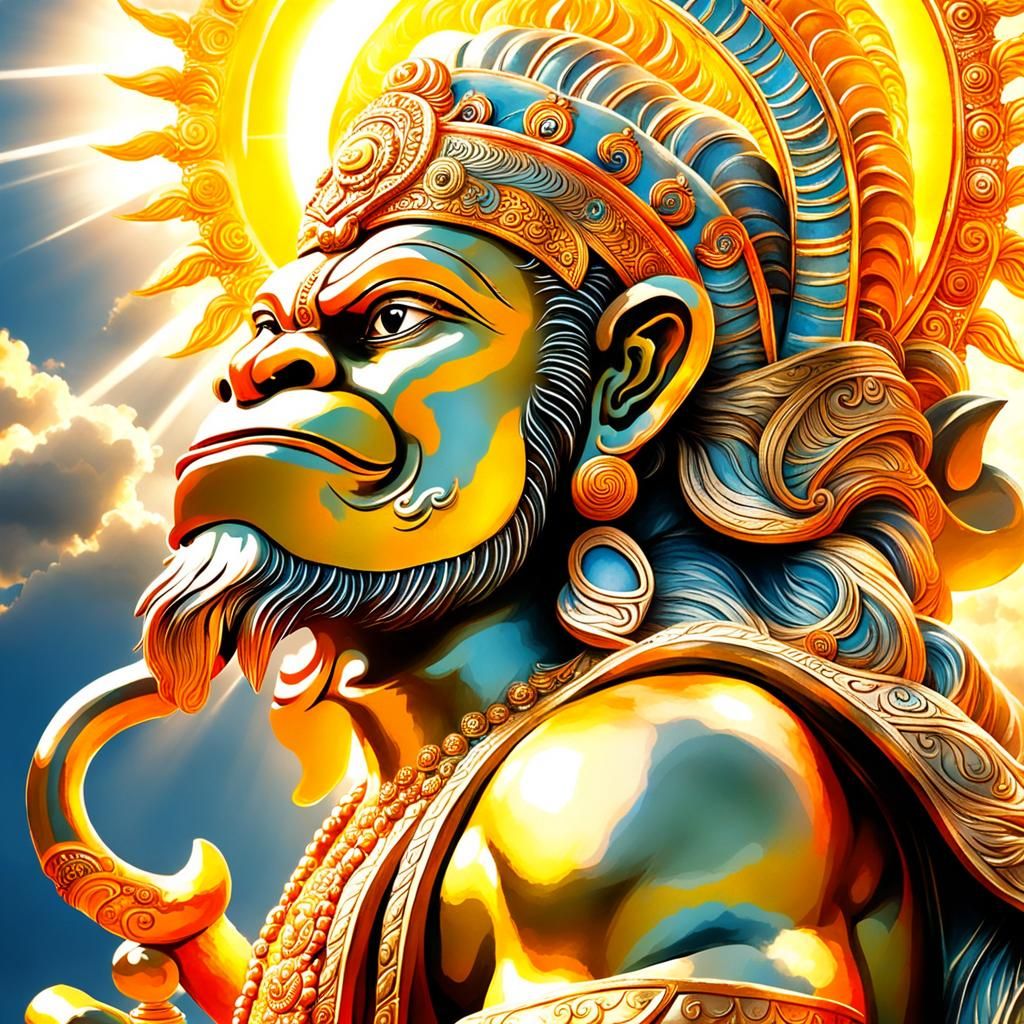 Hanuman swallowing the sun - AI Generated Artwork - NightCafe Creator