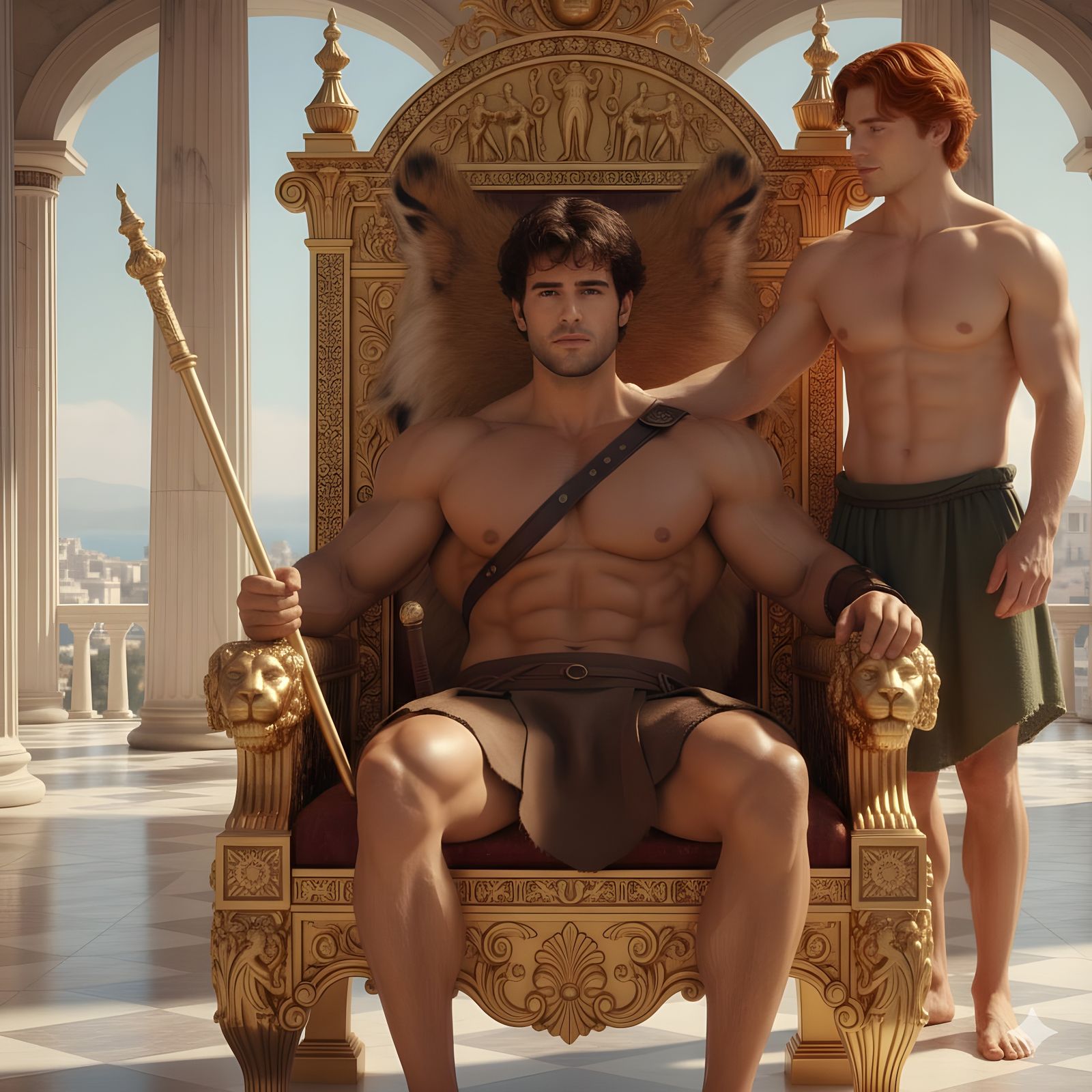 Theseus sits on throne of Athens