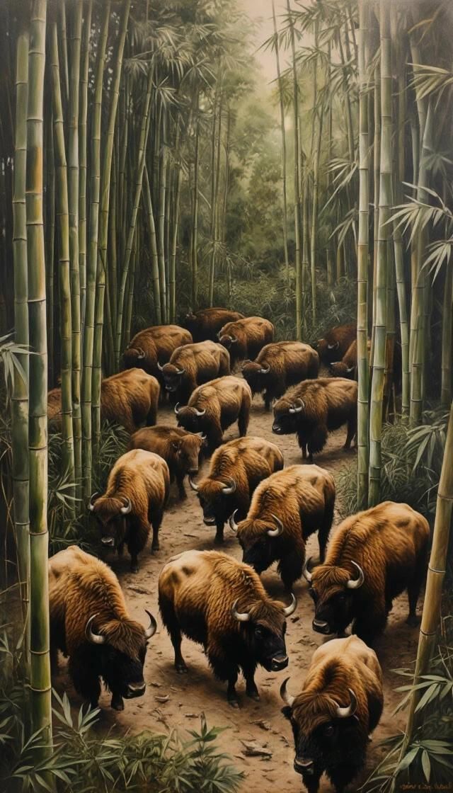 Bison and bamboo