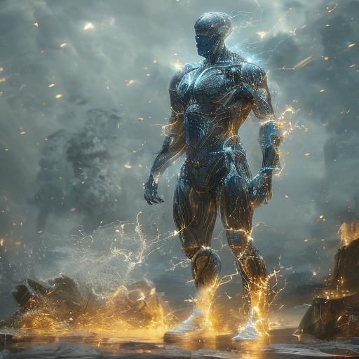 <lora:Godlike-Energy DSv8:1.0>Godess standing in a marble courtyard, domination, fusion zeus, wild electrical flowing storm, intricate mech...