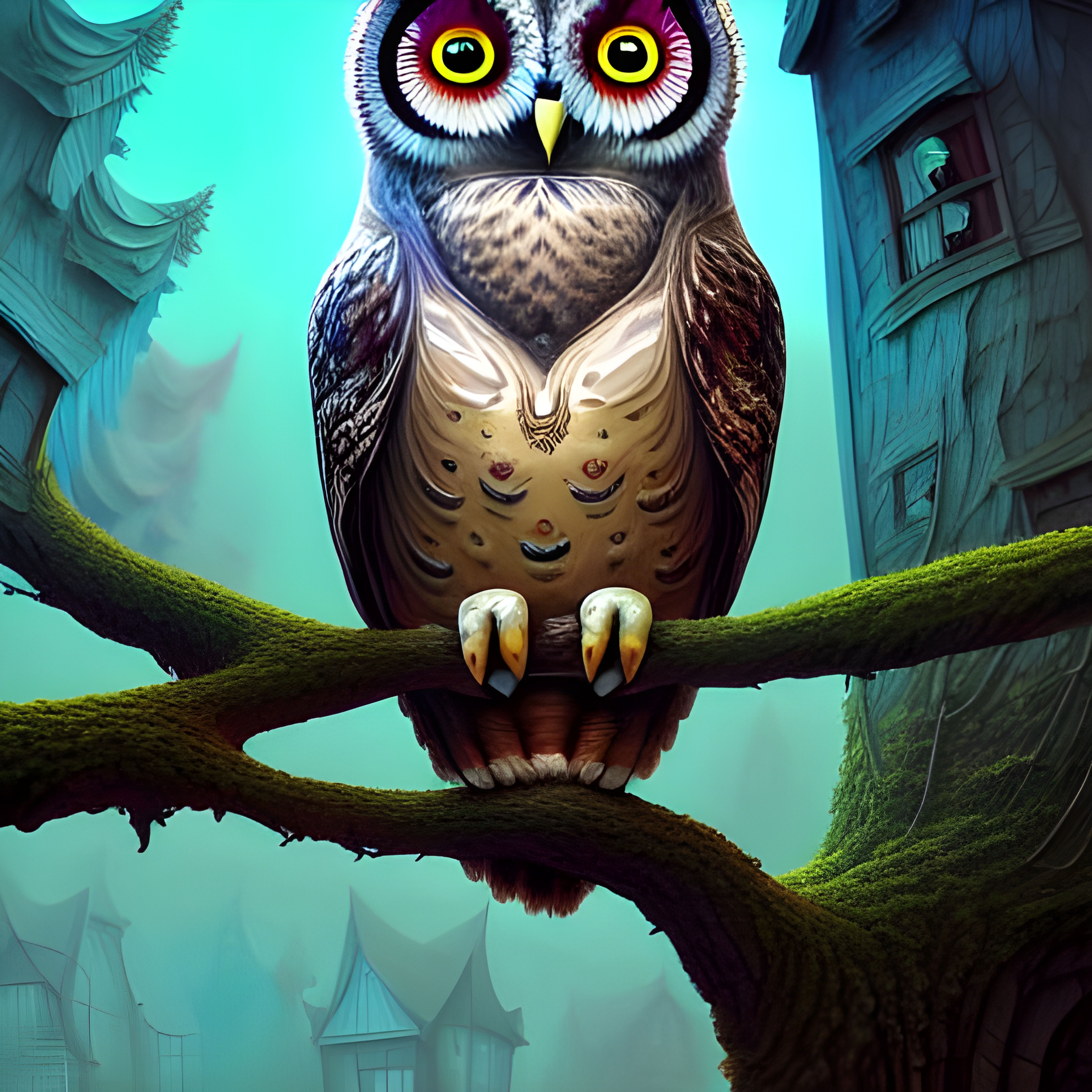 Perched City Owl - AI Generated Artwork - NightCafe Creator