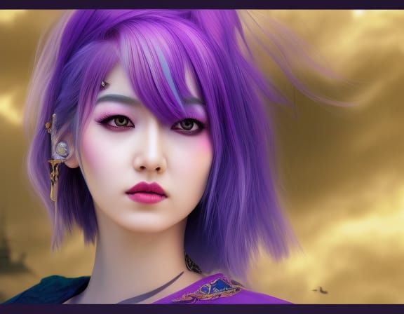 Kpop Girl with Purple Hair