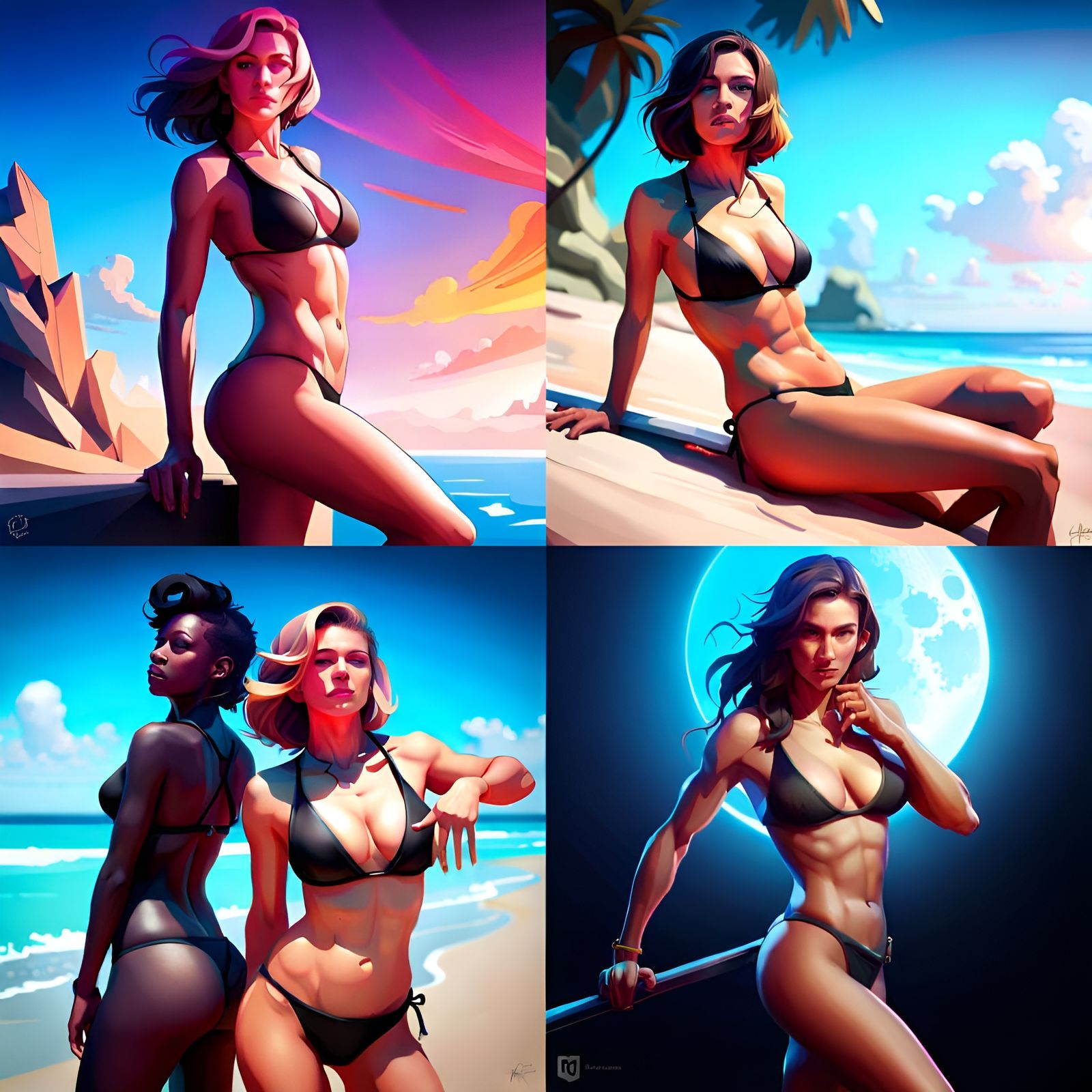 Girls in black bikini