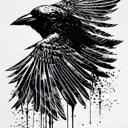 SDXL Ink Splash Raven