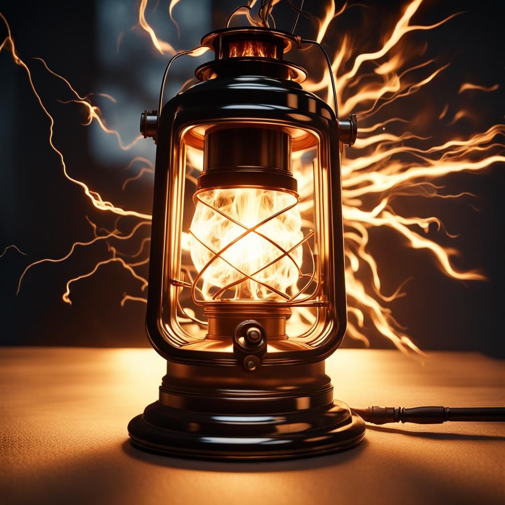 Lantern exploding with an overload of electricity - AI Generated ...