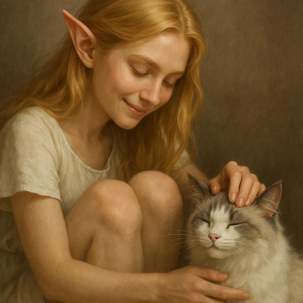Elf with her cat