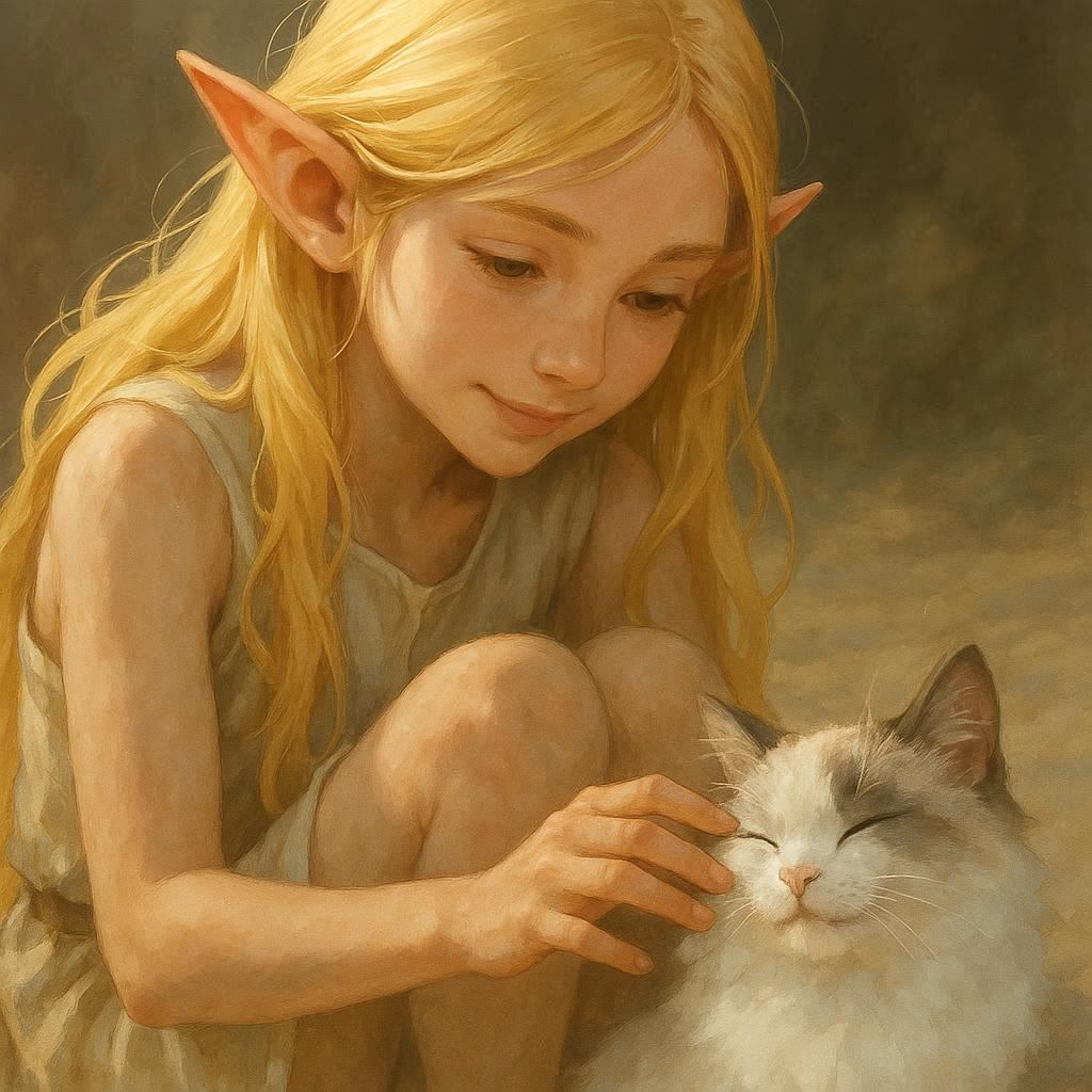 Elf with her cat