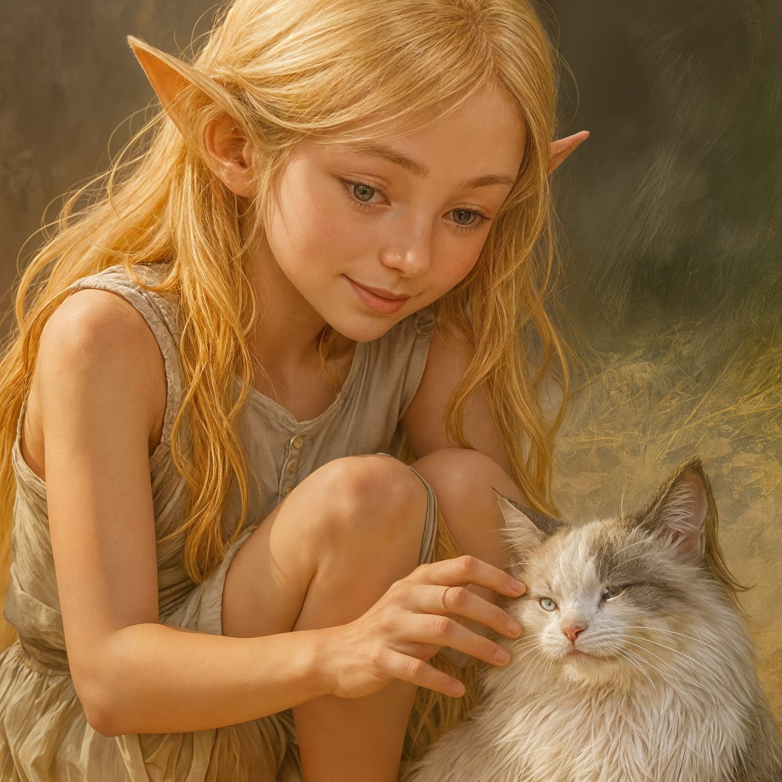 Elf with her cat