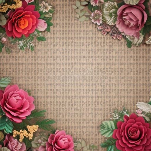 ultrarealistic vintage style scrapbook paper with shabby chic floral design Professional