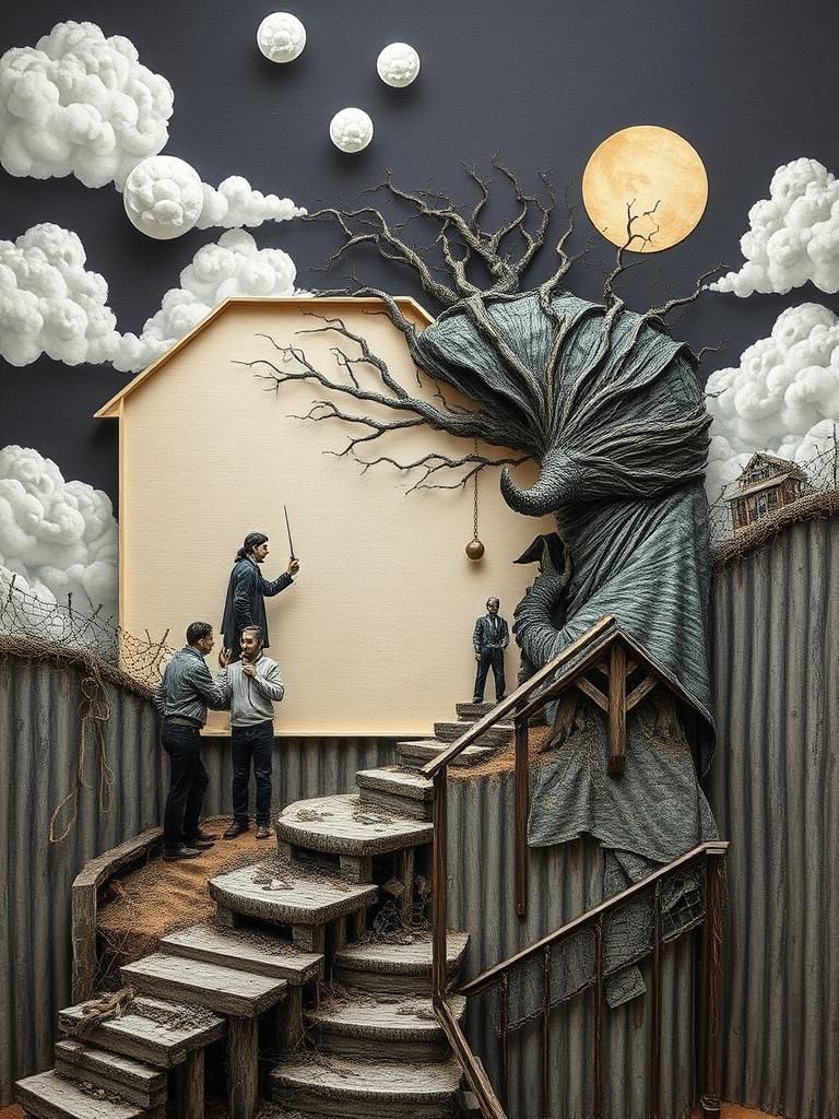 Surrealist Ghostly Illusion Art in Dada Style