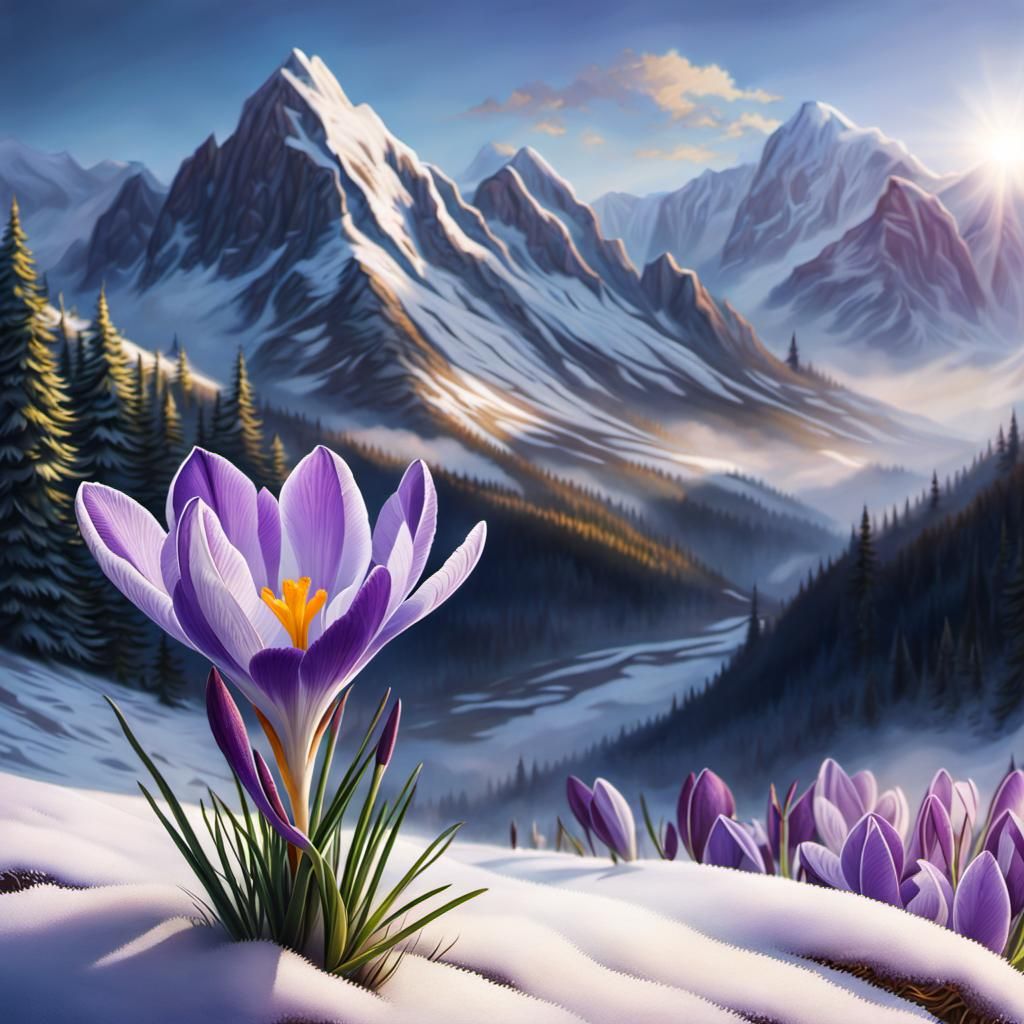 First crocus  by @Bylejak