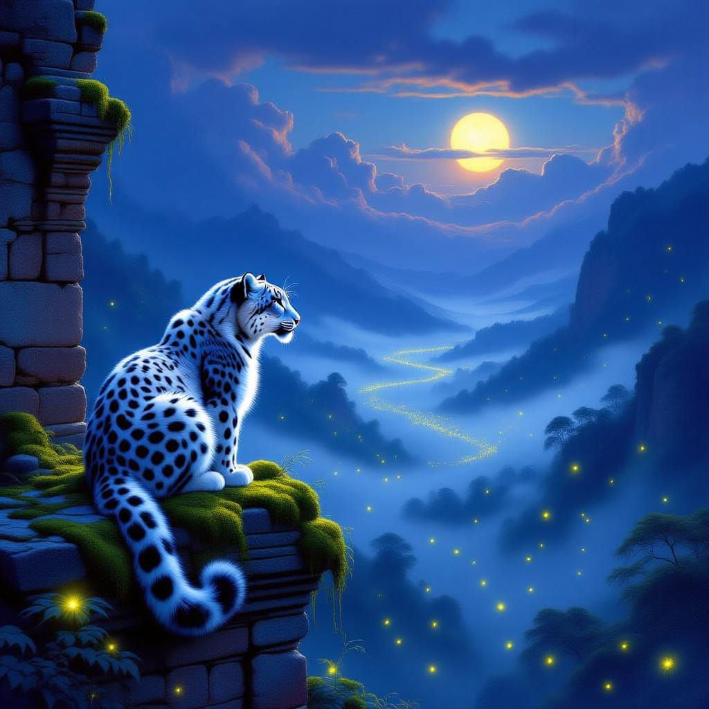 Snow Leopard's Misty Valley