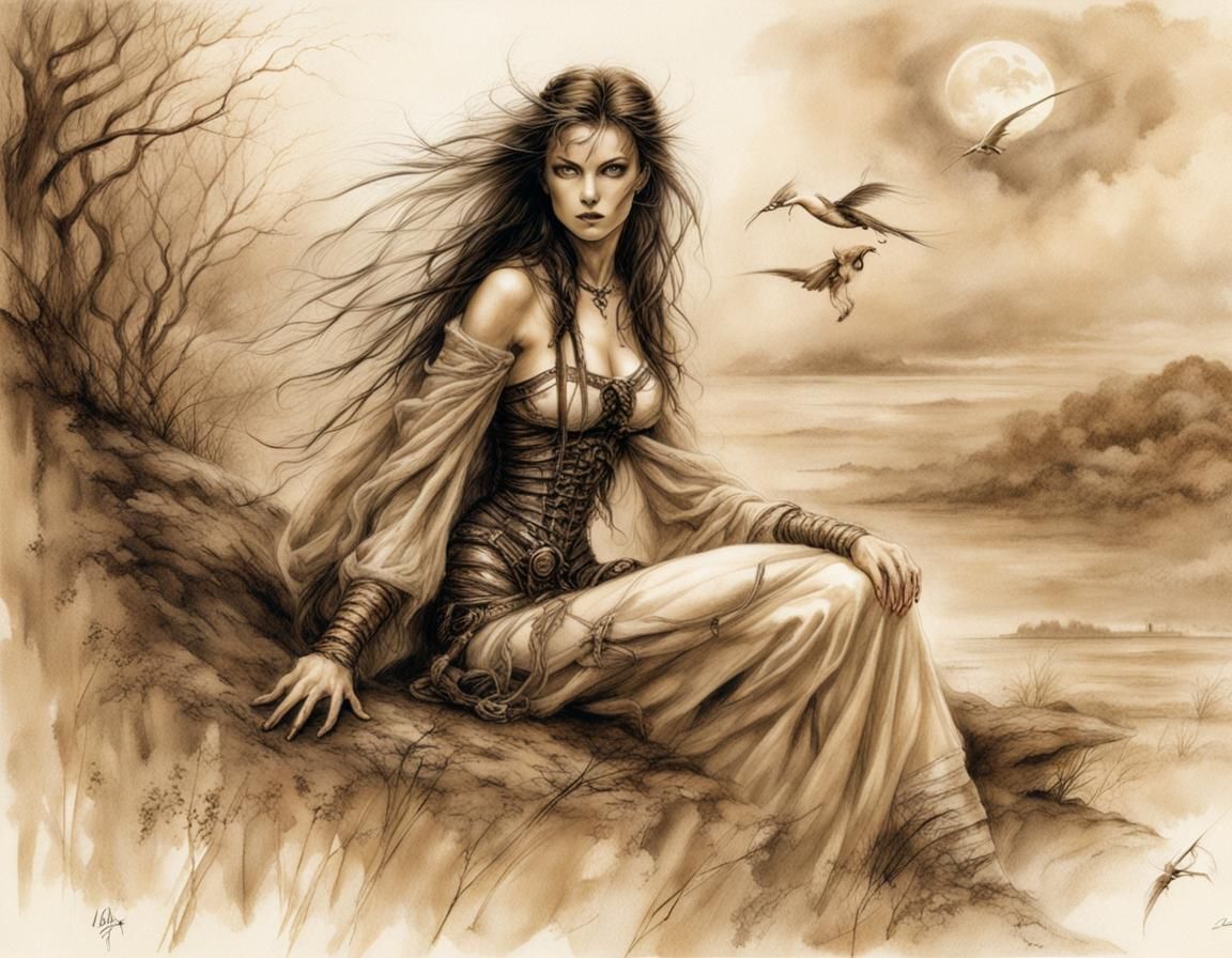 femme Luis Royo sépia