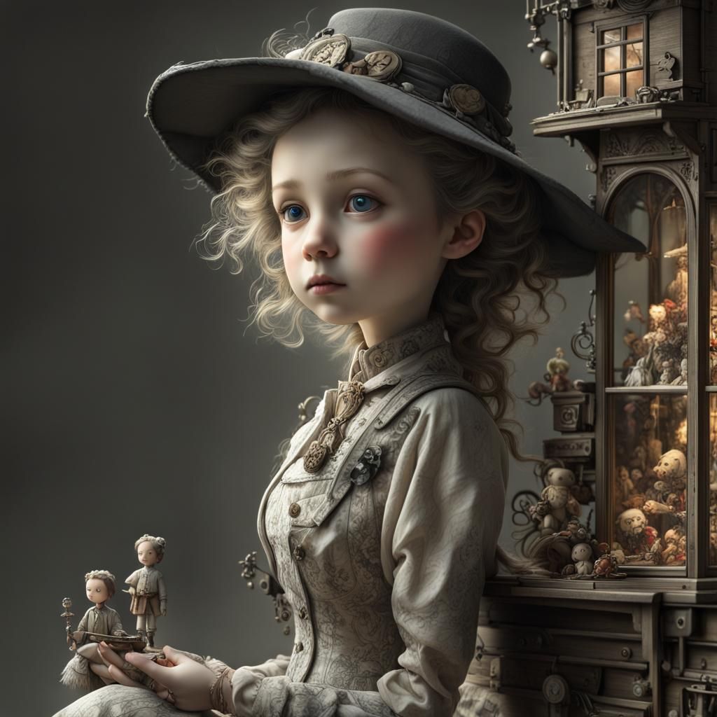 Little Miss Fauntleroy and her toy house AI Generated Artwork NightCafe Creator