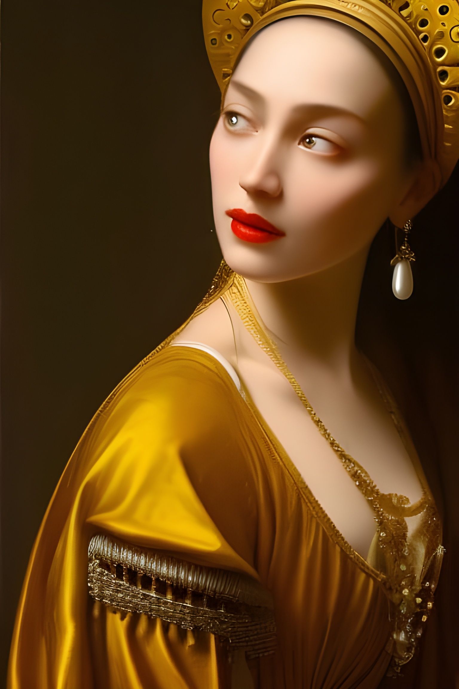 Reimagined "girl with a pearl earring" by Johannes Vermeer  by @Peppy Pixi