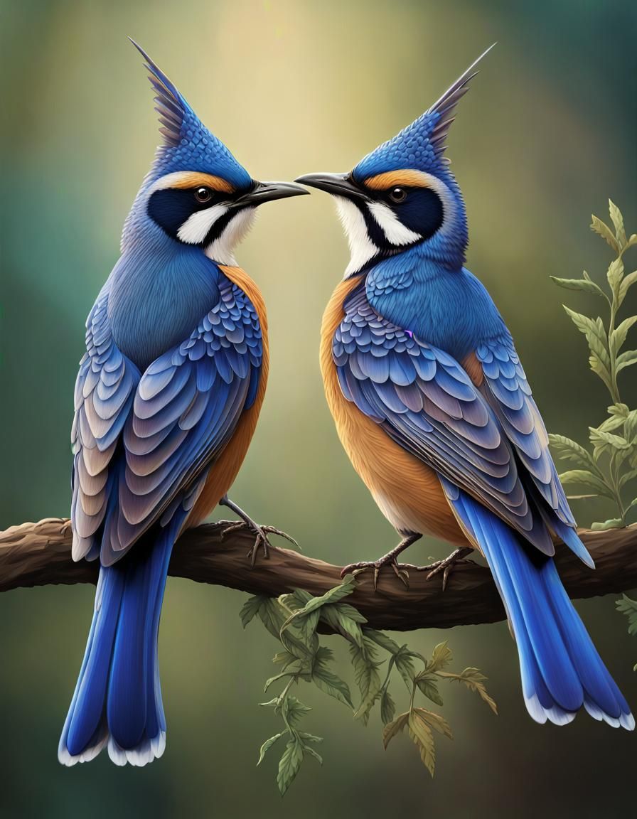 Two Birds Exotic Deep Blue, Shades & Tones of Purple Deep Go...
