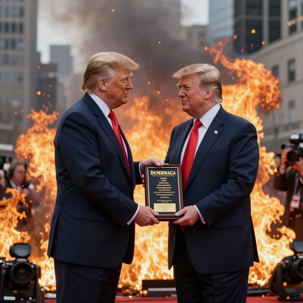 The "DUMBMAGA" award goes to Donald Trump as the world burns