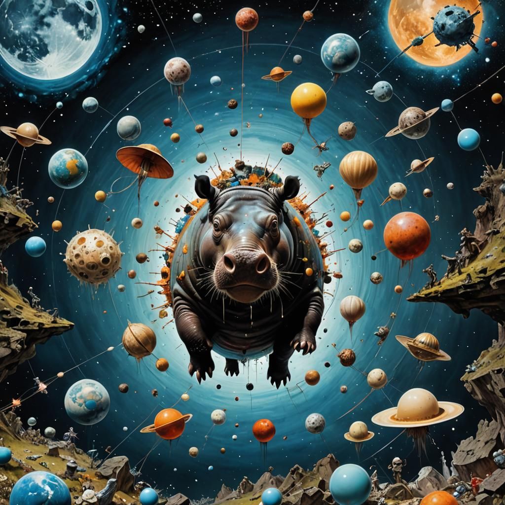 Hippo in Space - AI Generated Artwork - NightCafe Creator