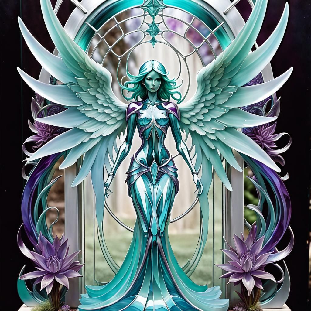 Aquamarine Amethyst Astral Acrylic Aluminum Angel, Aqua Artistic Allium Aloe Arbor, Abstract Angles, ...  by @Wendy Attenberger