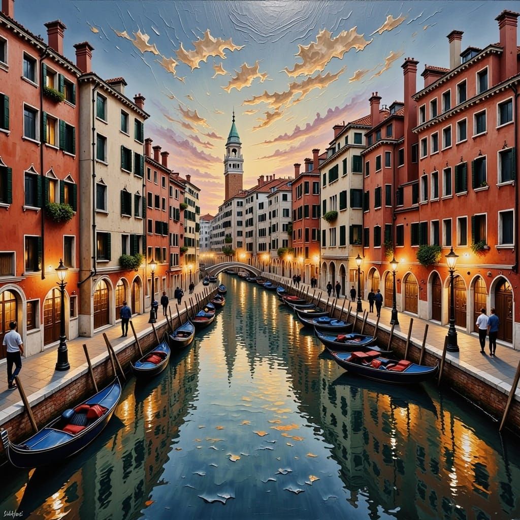 Evening in Venice <lora:Impasto Paint:1.0> 