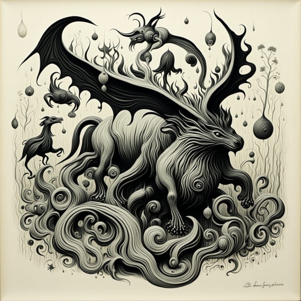  <lora:WOODCUT WHIMSY:1.0>