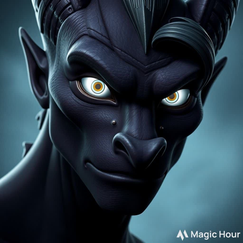 Spooky creative fictional fantasy art of Human form dark Spyro from legend of Spyro the eternal night ps2 game coldly lo...