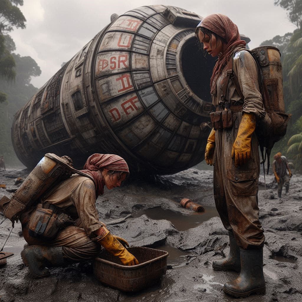 A few tired female workers are removing rust from an old spa...