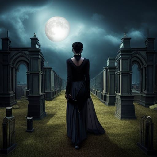 A Midnight Walk in a Cemetery