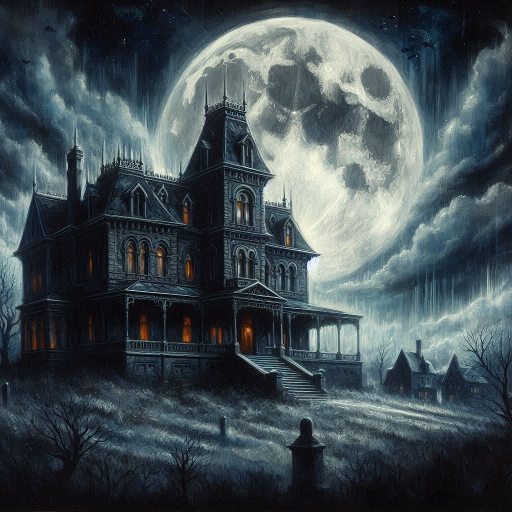 The Haunted Mansion under the Full Moon