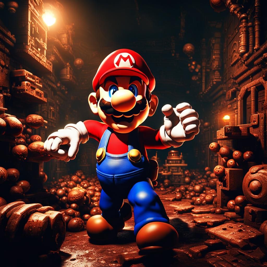 Super mario in Doom game old school gamer style - AI Generated Artwork ...