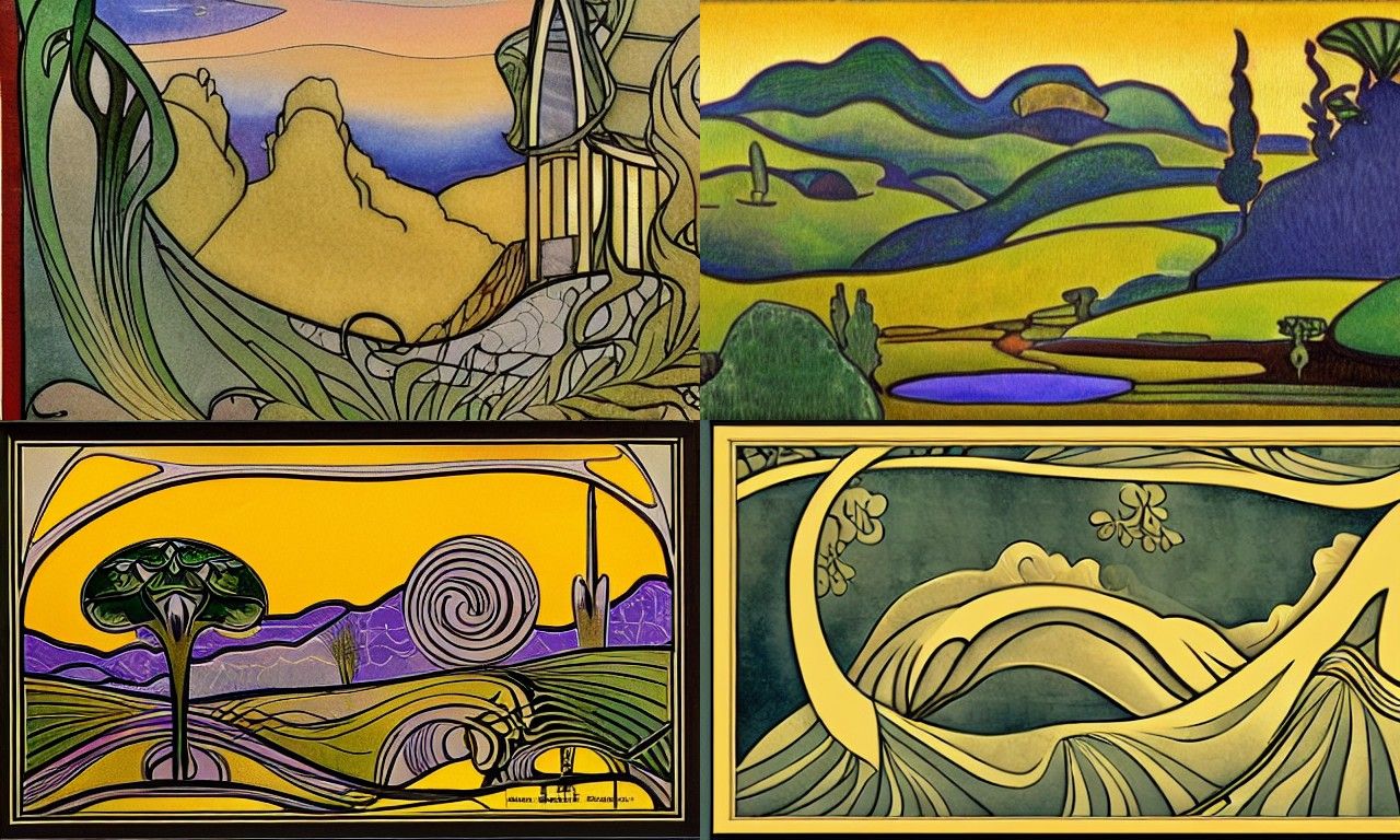 Landscape in the style of Art Nouveau