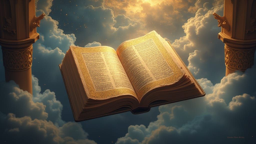 Ethereal Torah Book in Ancient Illuminated Style