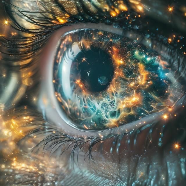 <lora:MJ6 Eyes AR181:1.0> Galactic Glare: Planets and stars swirling within the intense gaze of a cosmic eye, each one a distant world wait...