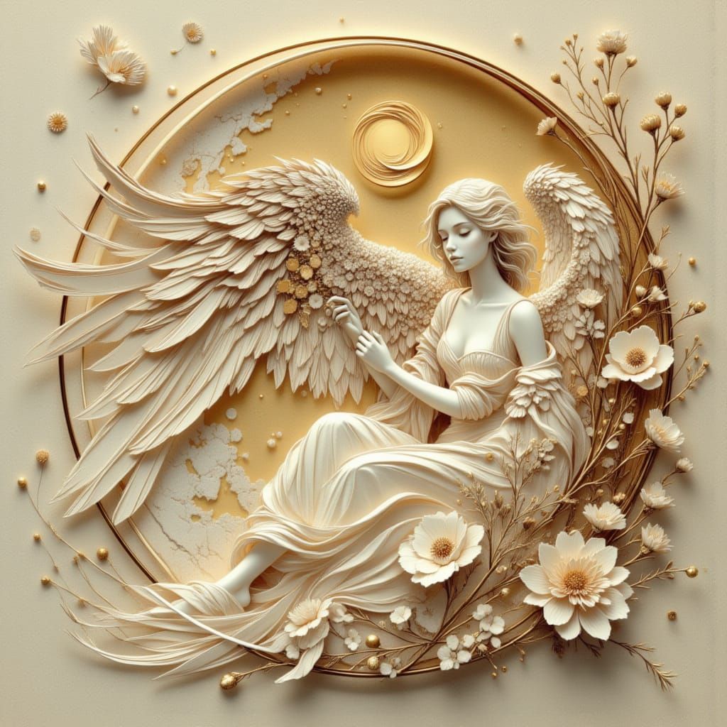 Paper toll, paper cut, kirigami angel  by @Andy Does AI