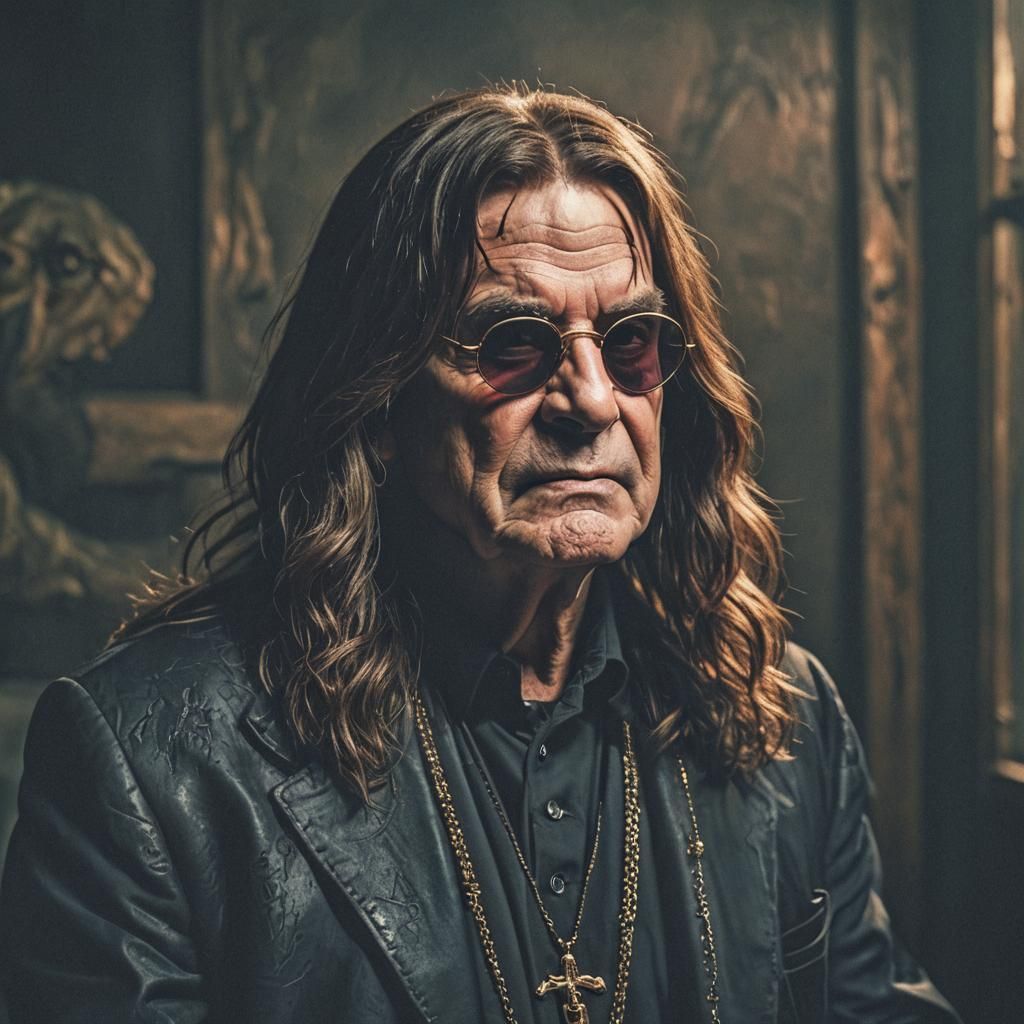 Ozzy Osbourne aging and frail - AI Generated Artwork - NightCafe Creator