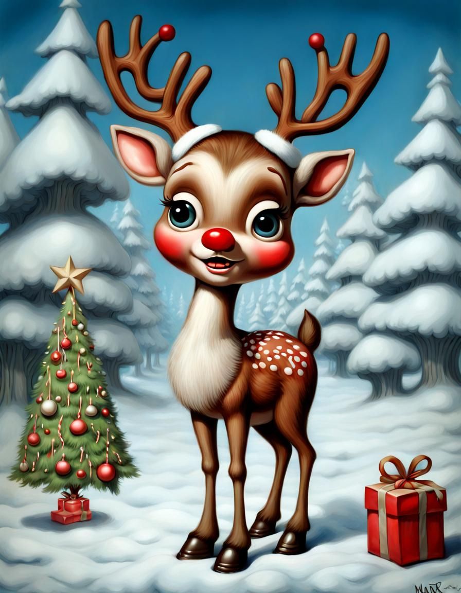 Ramone the Red Nosed Reindeer - AI Generated Artwork - NightCafe Creator