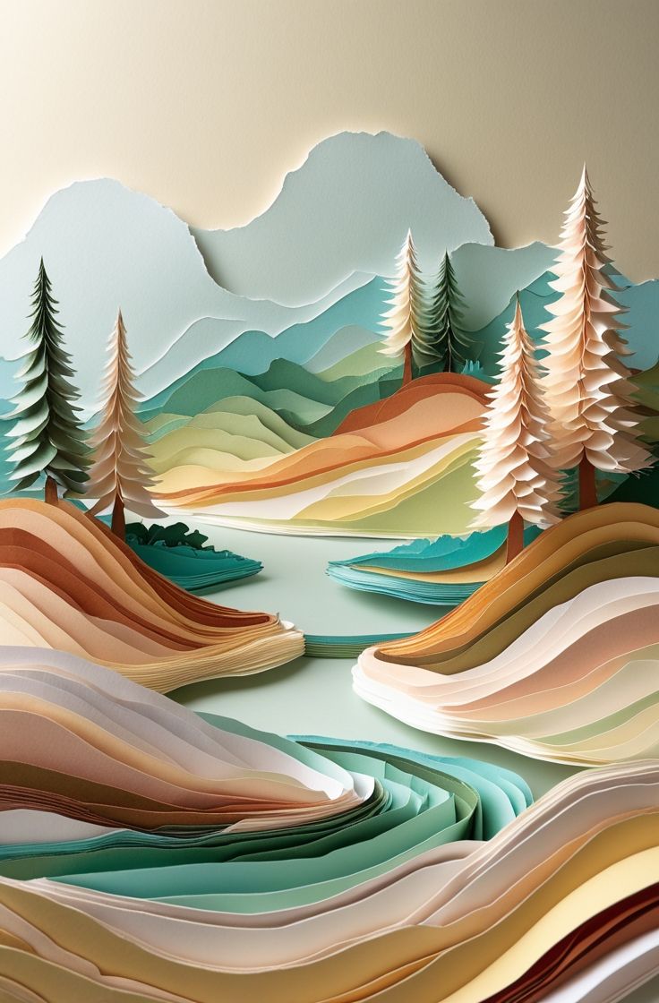 Landscape made from paper.