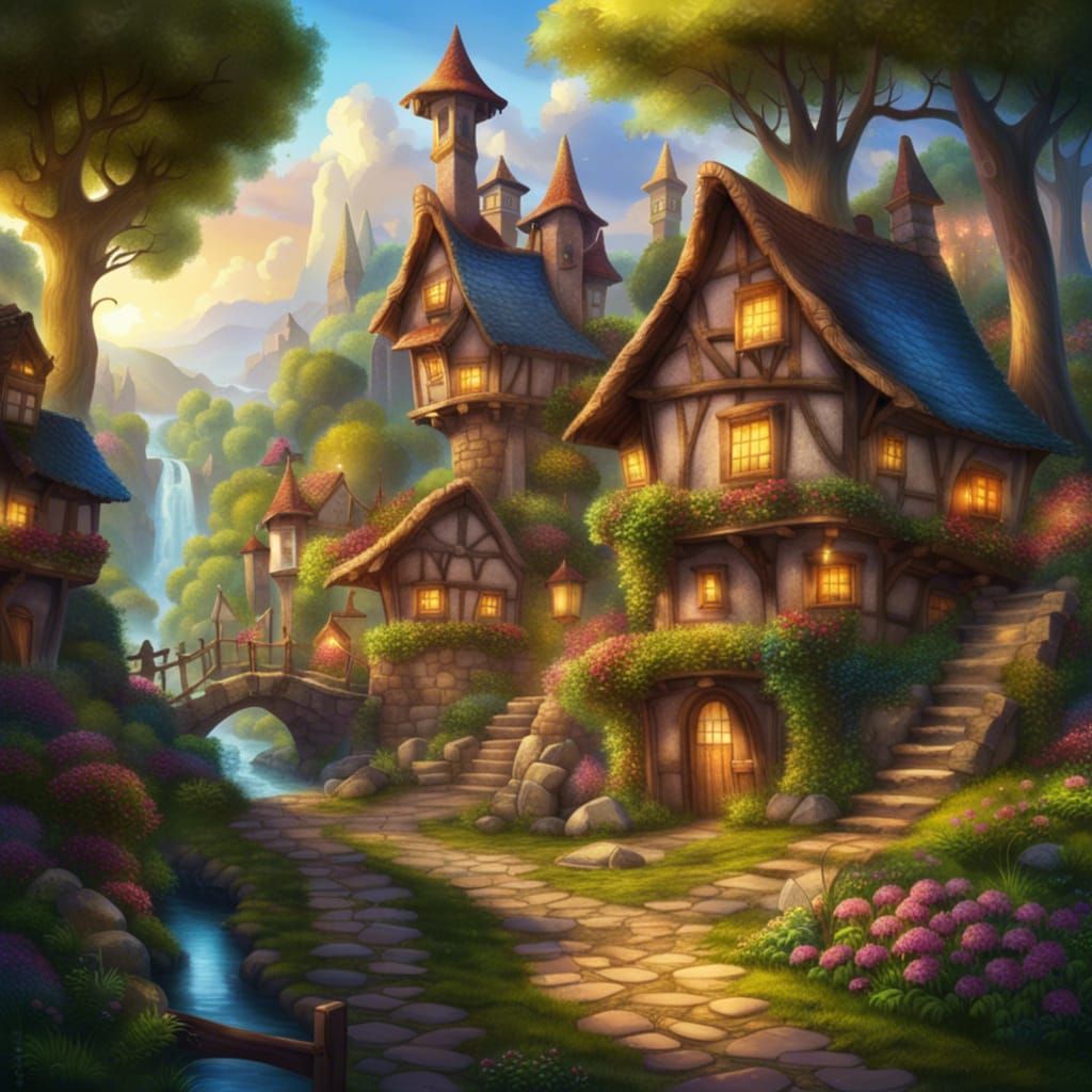 Fairy tale village - AI Generated Artwork - NightCafe Creator