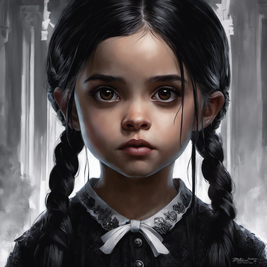 wednesday addams - 2 - cute wednesday - AI Generated Artwork - NightCafe  Creator