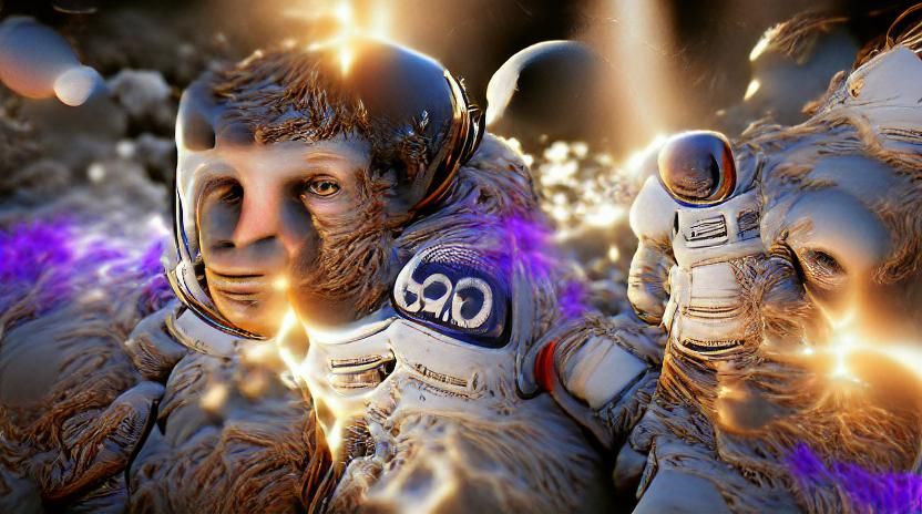 Astronaut Faces a Cosmic Space God