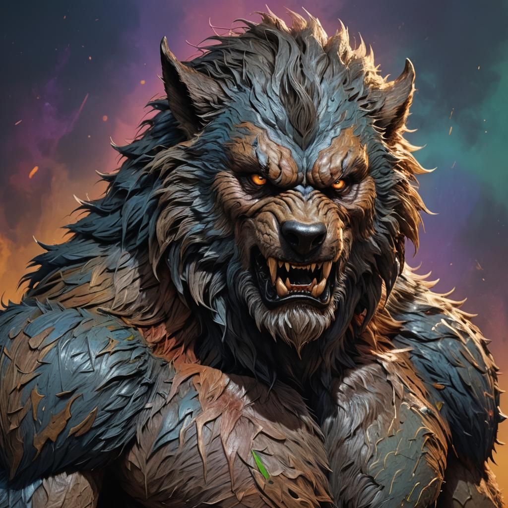 Hyperrealistic Giant Werewolf Concept Art