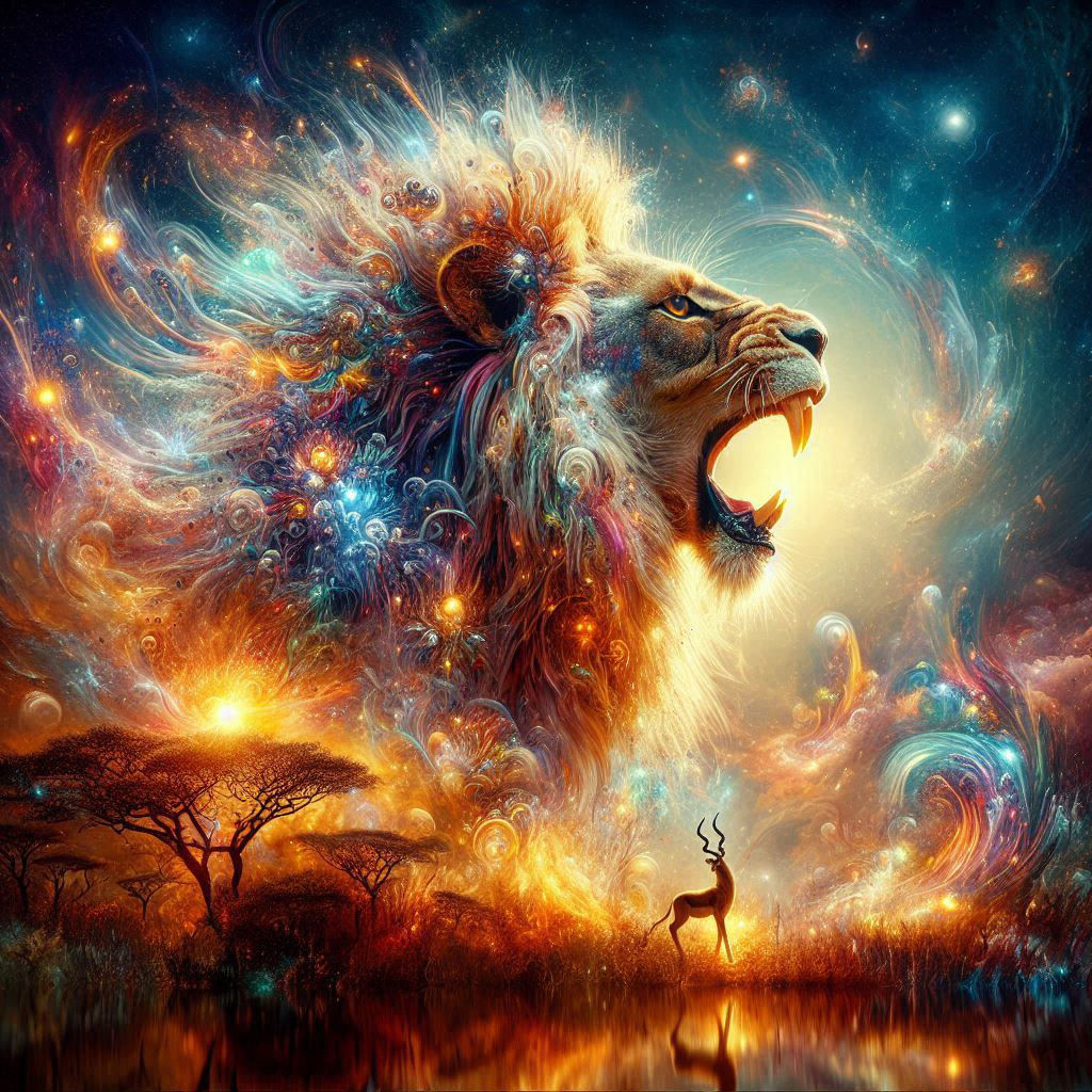 Celestial Lion King of the Savannah ruling over his domain