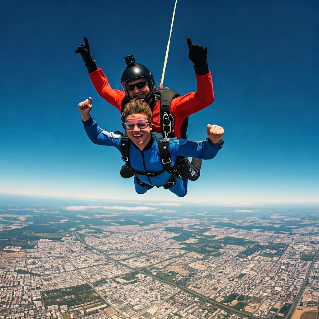 Skydiver Filming Jump in High-Resolution Photography Style