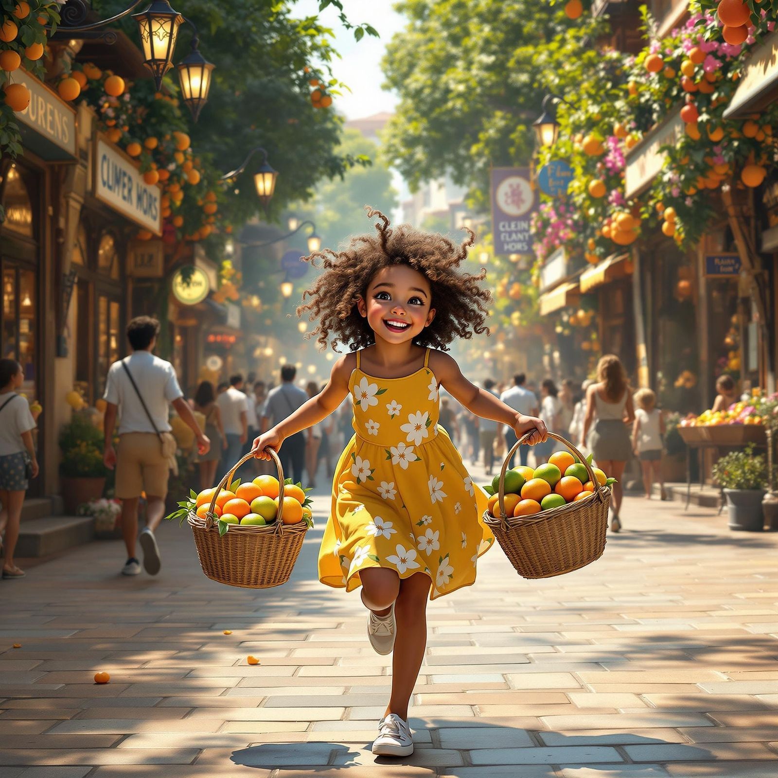 Whimsical Street Scene in a Dreamlike Atmosphere