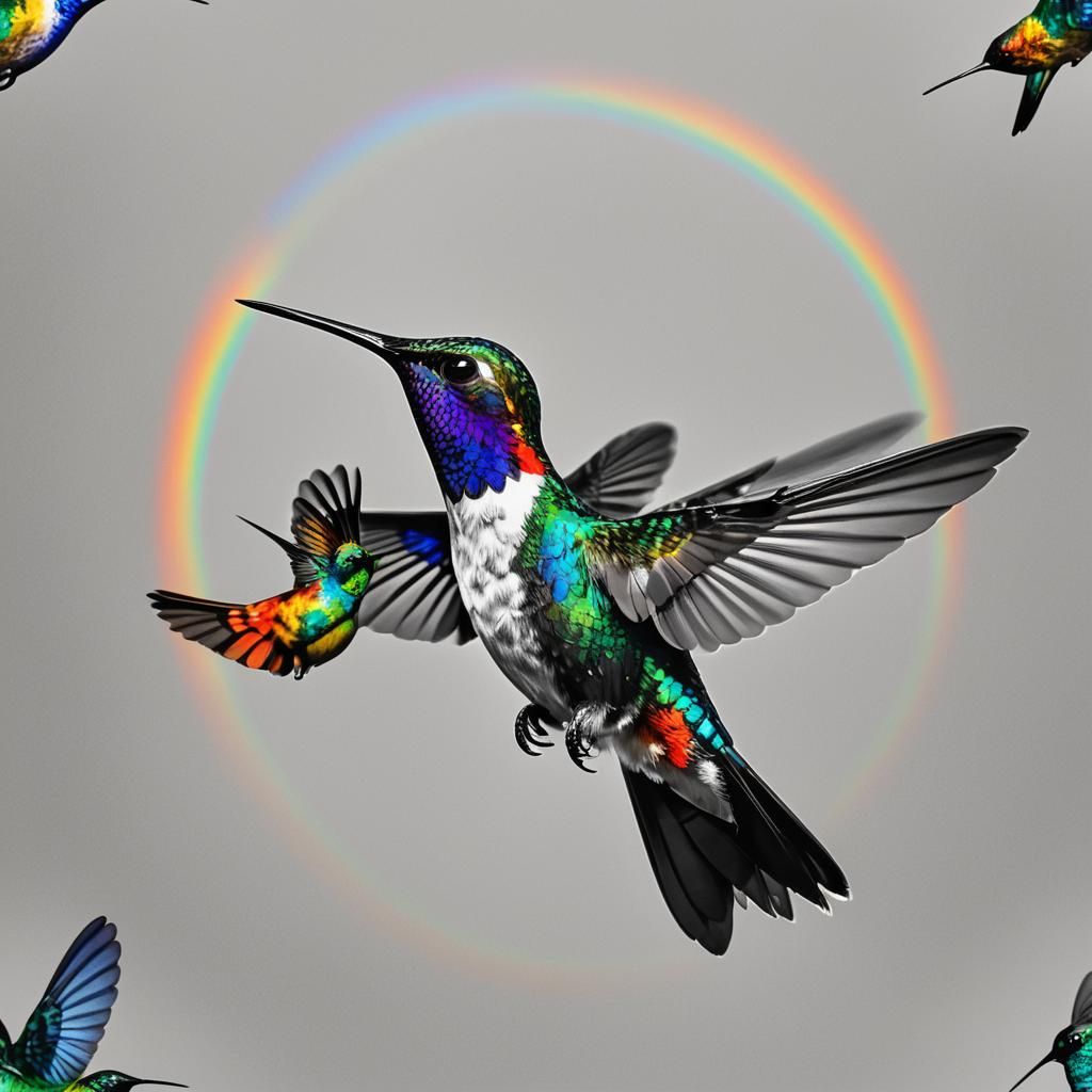 A stunning black and white illustration of a Jacobin humming...