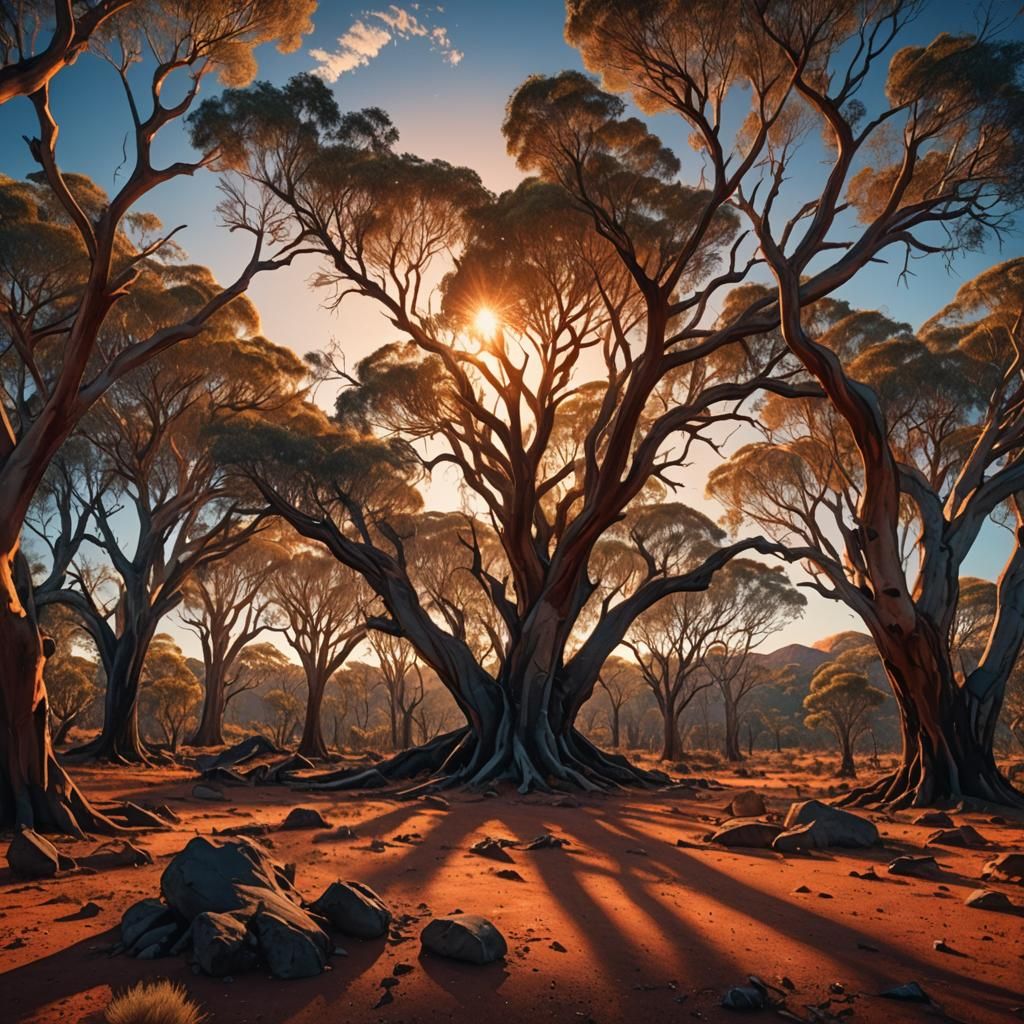 The Australian outback at sunset