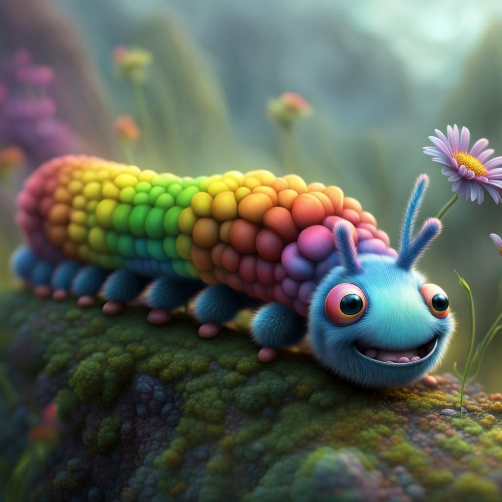 Rainbow caterpillar - AI Generated Artwork - NightCafe Creator